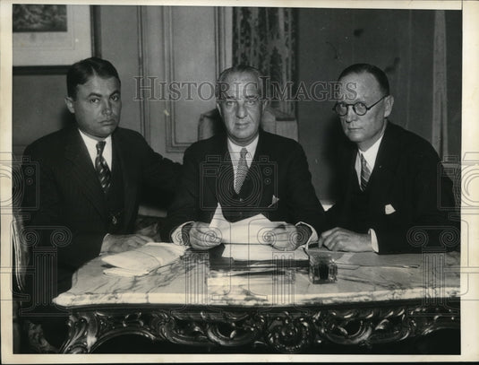 1933 Press Photo NYC Sen Abe Kaplan, Tom Dolen & John Sheridan - Historic Images