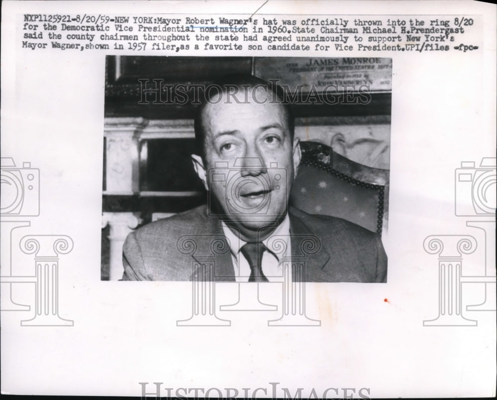 1959 Press Photo NYC Mayor Robert Wagner to try for Democratic VP ticket - Historic Images