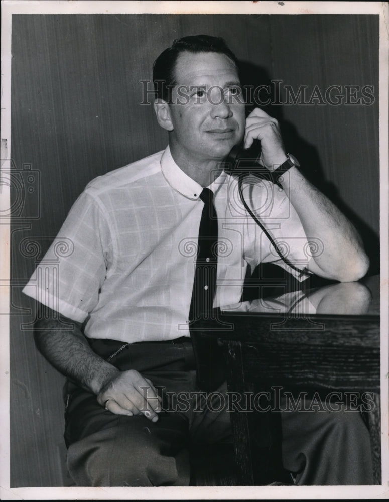 1955 Press Photo Mainly for Men, White on White Over Plaid Voile with Collar - Historic Images