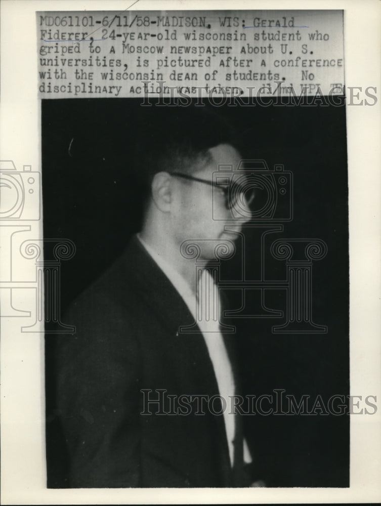 1958 Gerald Fiderer pictured after the conference - Historic Images