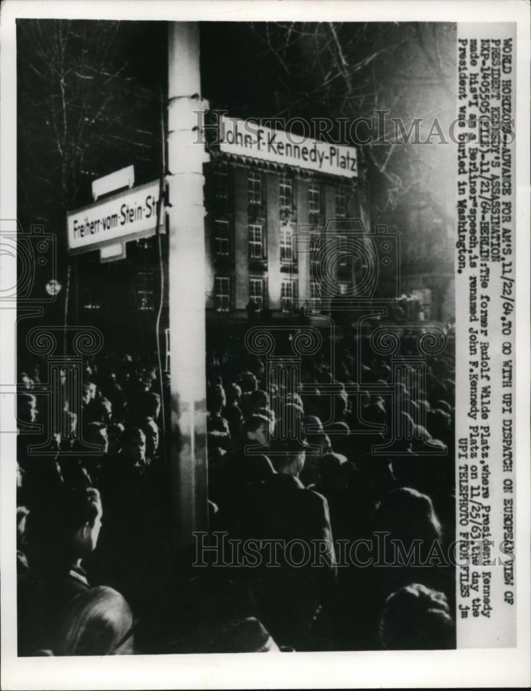 1964 Press Photo Rudolf Wilde Platz renamed John F. Kennedy Platz - Historic Images