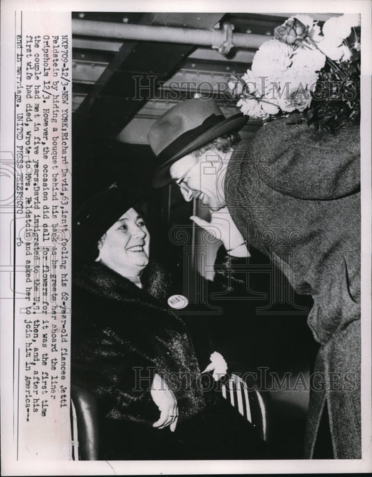 1952 Press Photo NYC Richard David & fiancee Jetti Feldstein - Historic Images
