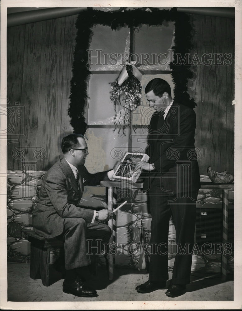 1949 Joe Jenkins, Phil Wooster of WNBY visit WXEL&#39;s Parma studio - Historic Images