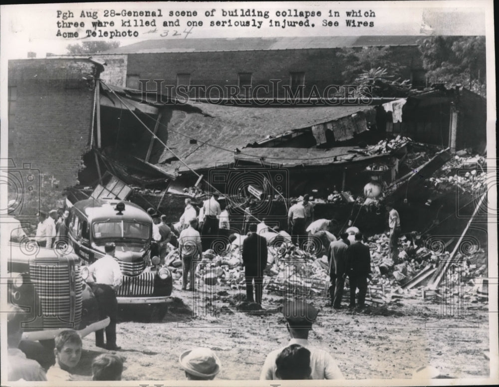 1948 Site of Fatal Deadly Building Collapse Three Killed One Injured - Historic Images