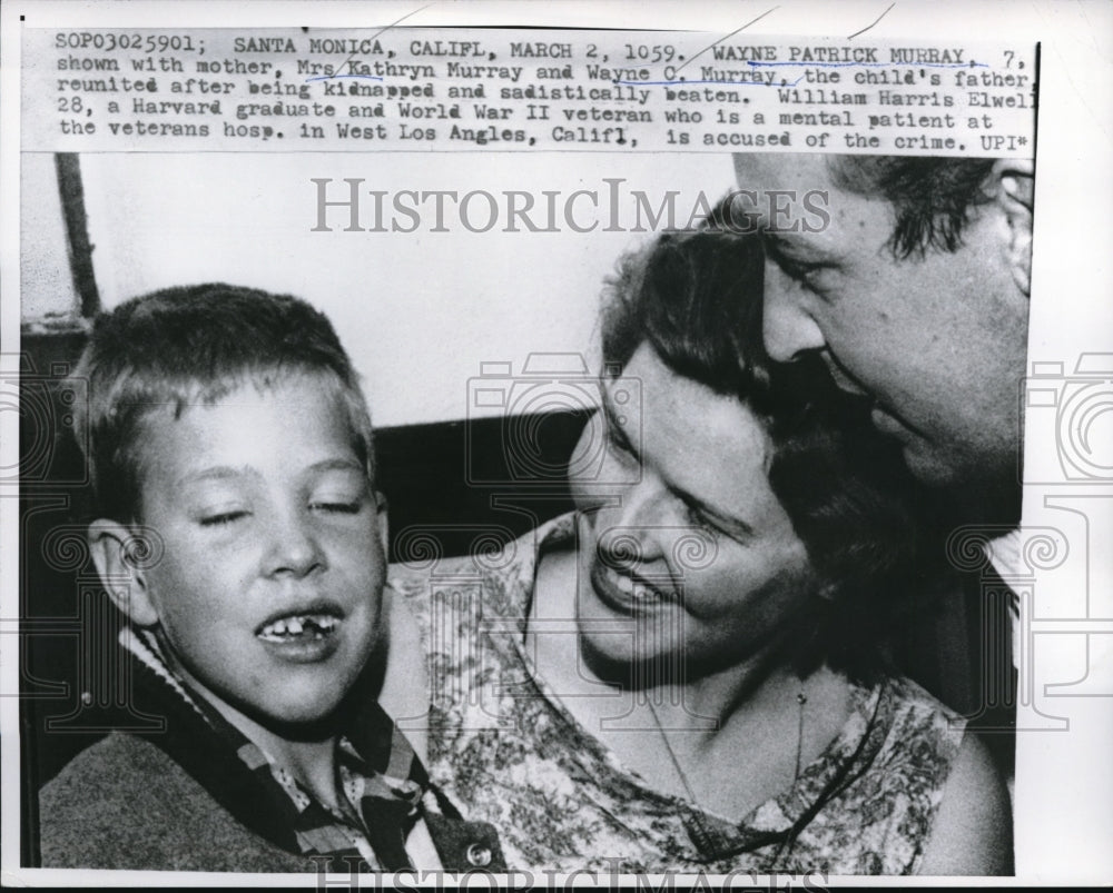 1959 Press Photo Wayne Patrick Murray, Mrs Kathryn Murray and childs father - Historic Images