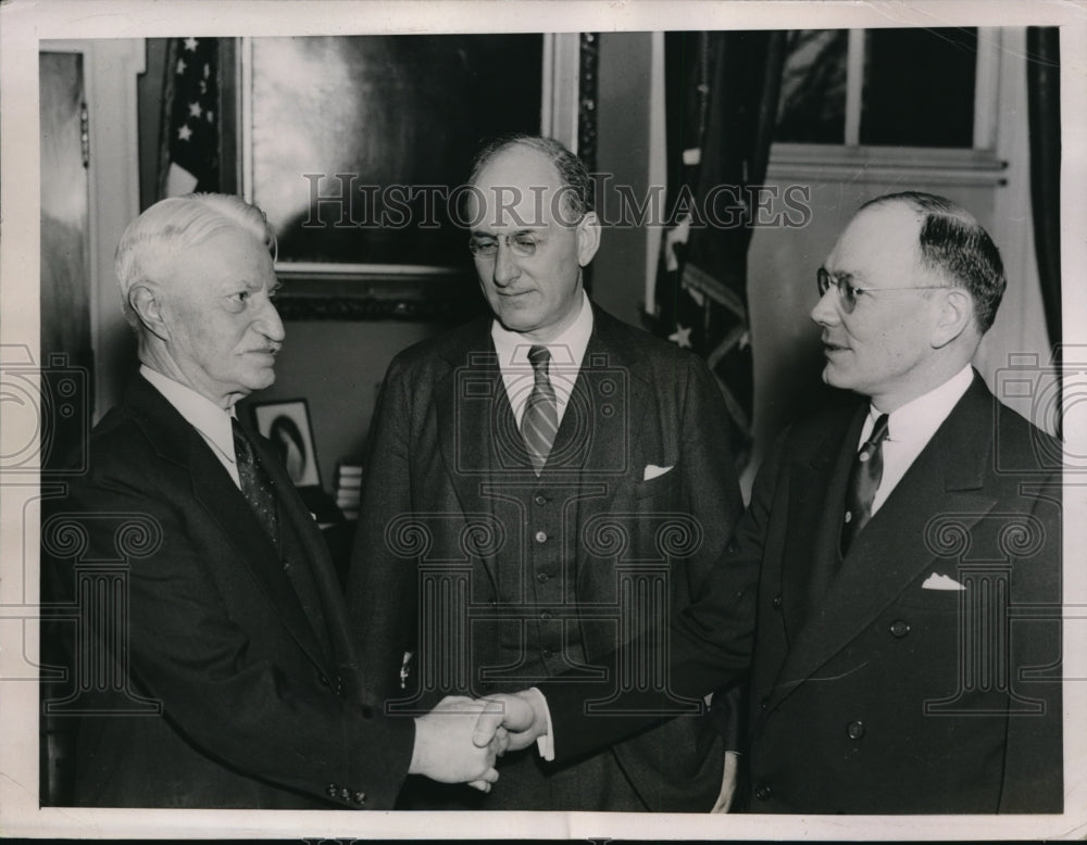 1936 Press Photo Treas Sec Morgenthau, Wm Moran &amp; FJ Wilson - Historic Images