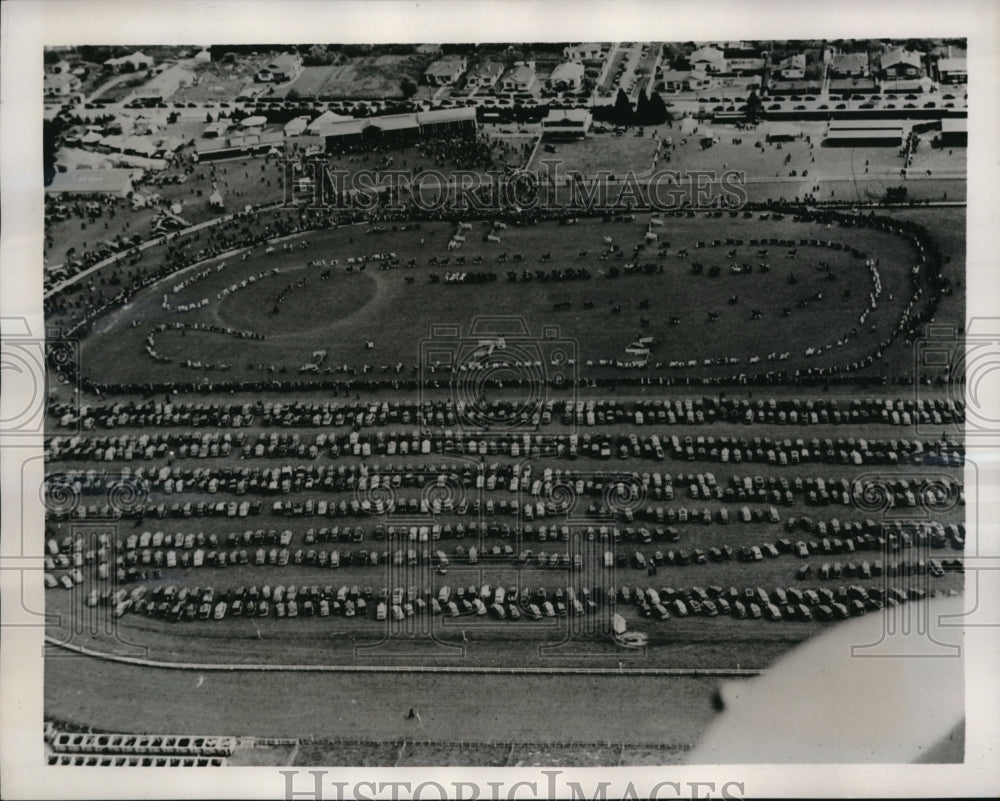 1940 Press Photo New Zealand air view of a Stock &amp; Equine show - Historic Images