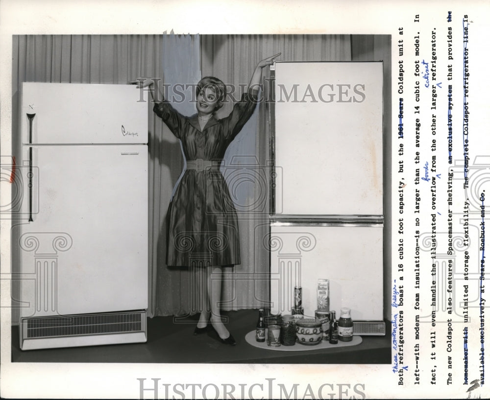 1961 Press Photo The new Coldspot Refrigerator is better compared to other model - Historic Images