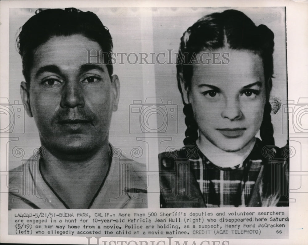 1951 Press Photo H. F. McCracken is being held for the kidnapping of P. J. Hull - Historic Images