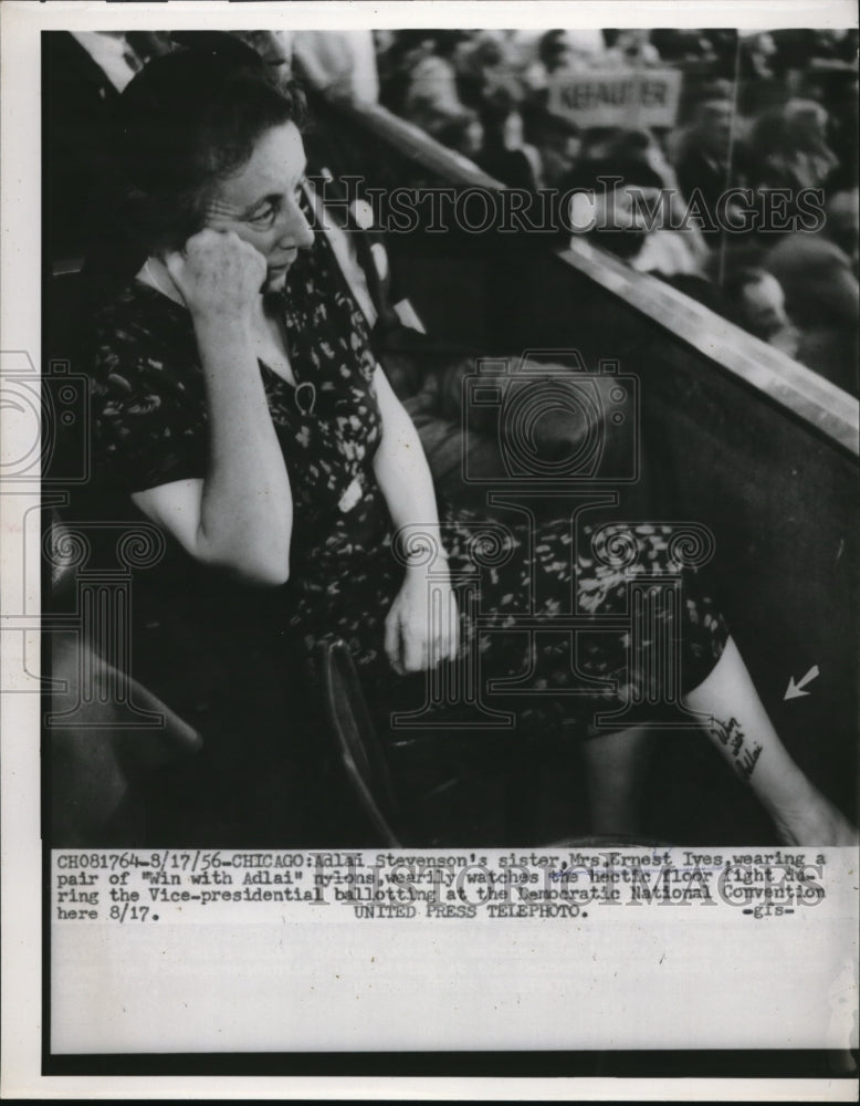 1956 Press Photo Adlai Stevenson sister in law, Mrs. Ernest Ives in Chicago - Historic Images