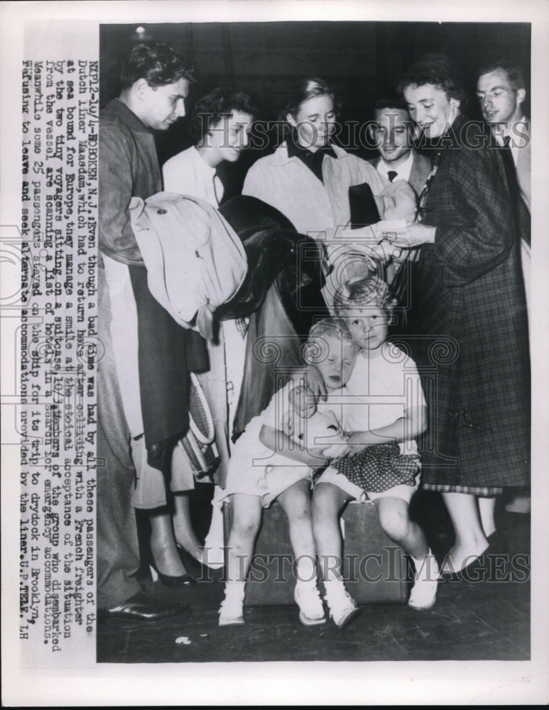 1954 Press Photo Dutch Liner Maasdam Collided With French Freighter - Historic Images