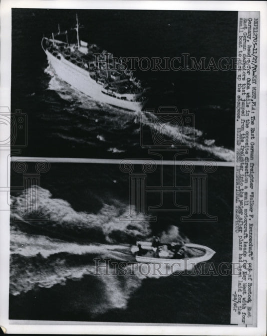 1970 Press Photo Eat German Feighter VOlker F Reunoschaft heads for Cuba - Historic Images
