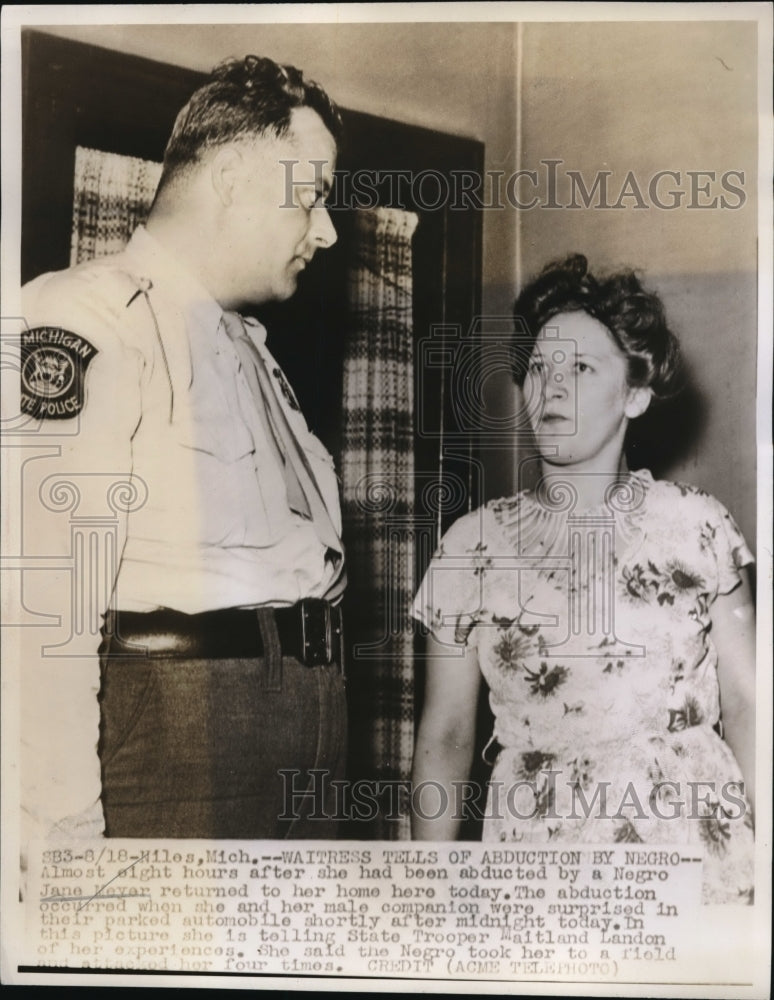 1947 Press Photo Niles Mich Jane Meyer &amp; Trooper Maitland Landon - Historic Images