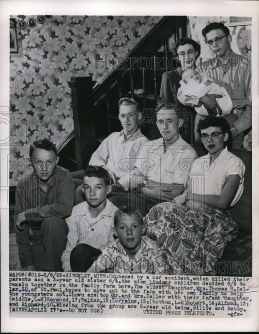 1955 Press Photo The nine Lindner children decided to remain on the family farm - Historic Images