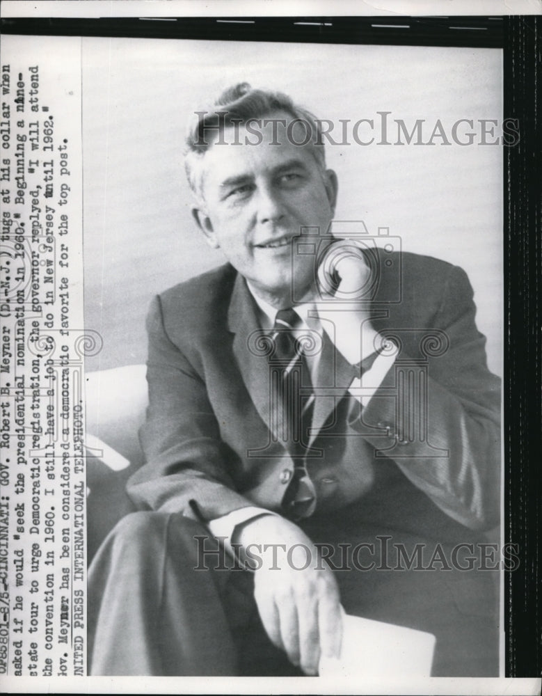 1958 Press Photo Gov. Robert Meyner, Democratic candidate for president - Historic Images