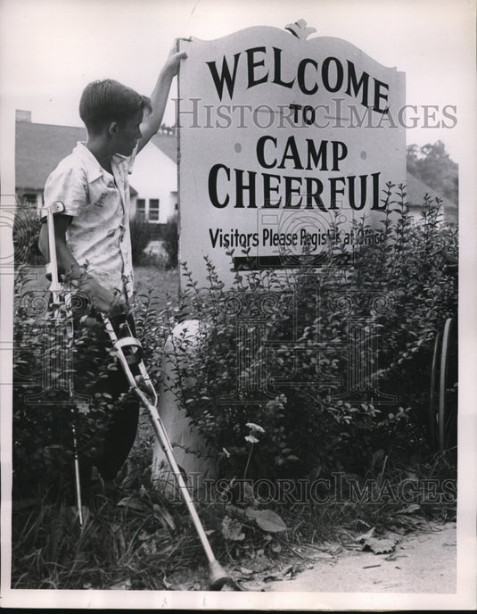 1955 Press Photo The entrance signage to Camp Cheerful - ned02233 - Historic Images