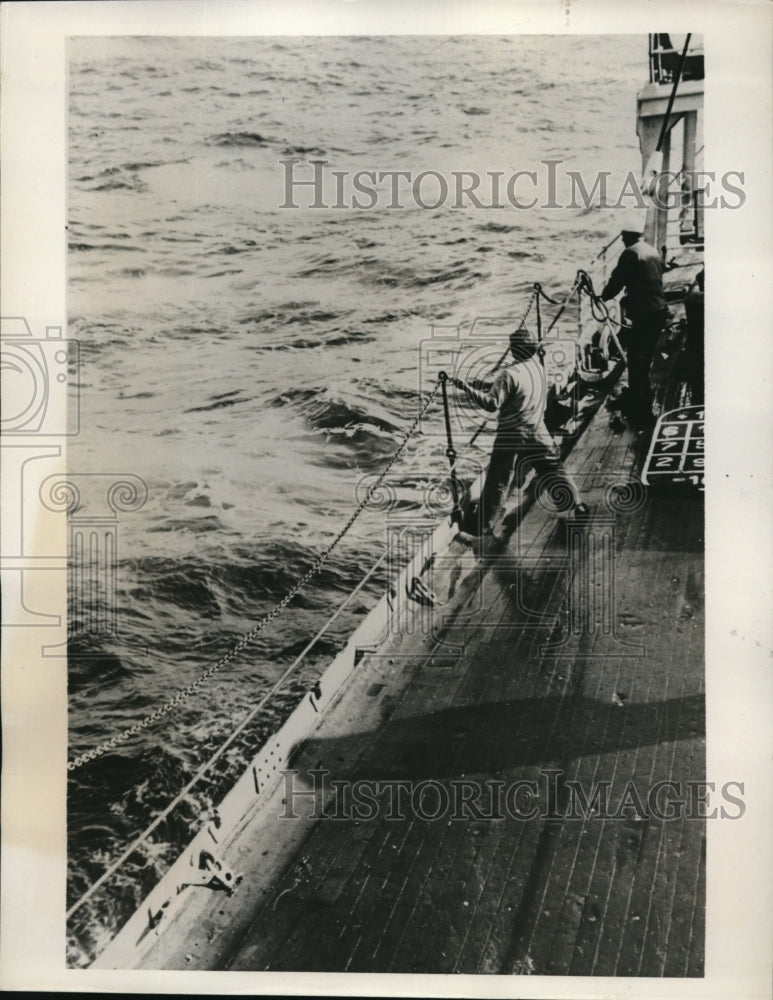 1939 Repair of the rails the Pres. Harding Liner after a giant wave - Historic Images