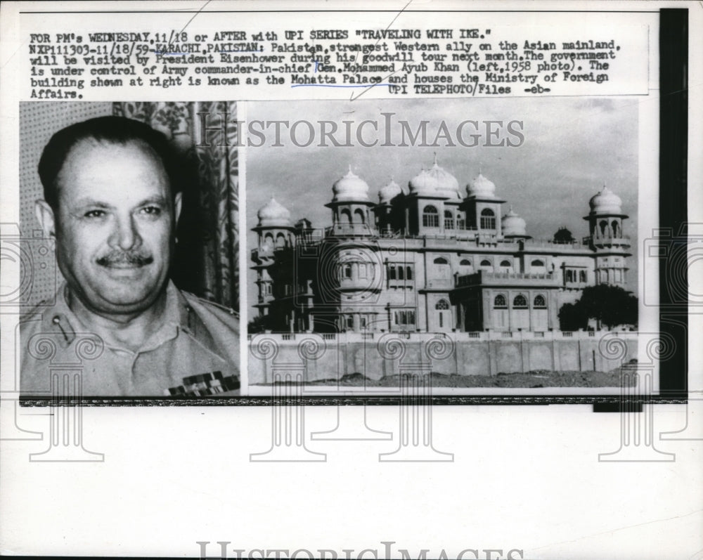 1959 Karachi Pakistan Mohatta Palace &amp; Gen Mohammed Ayub Khan - Historic Images