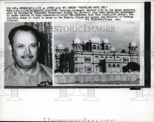 1959 Karachi Pakistan Mohatta Palace & Gen Mohammed Ayub Khan - Historic Images