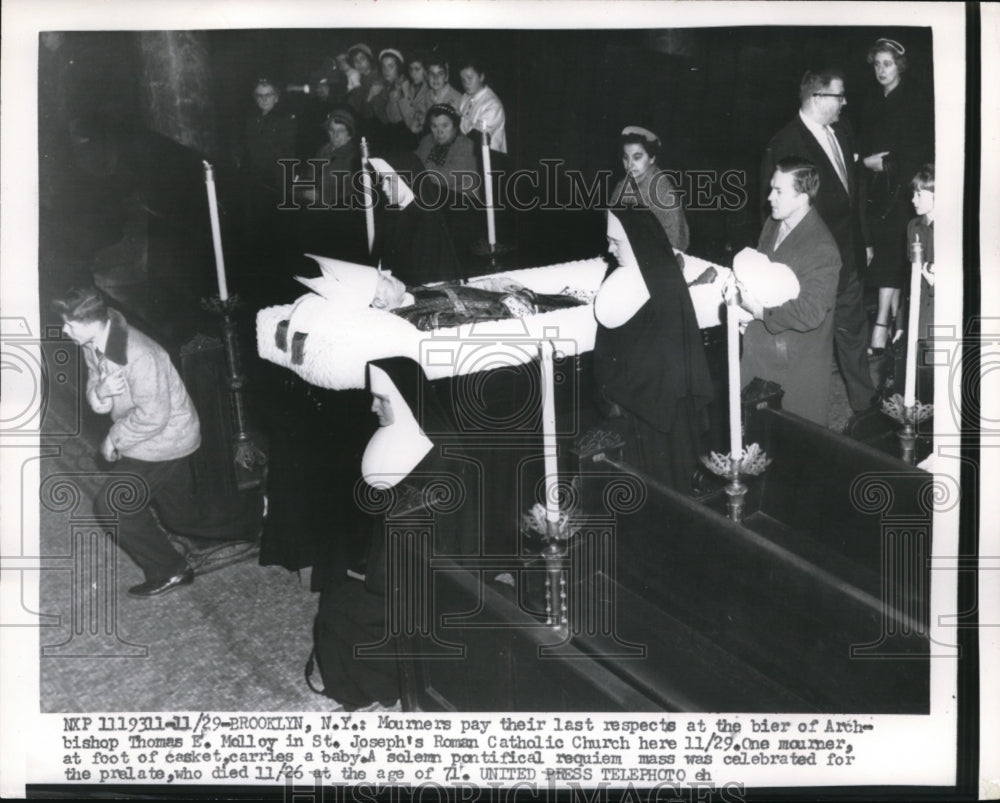 1956 Press Photo Brooklyn NY funeral of Archbishop Thomas E McIlloy - Historic Images