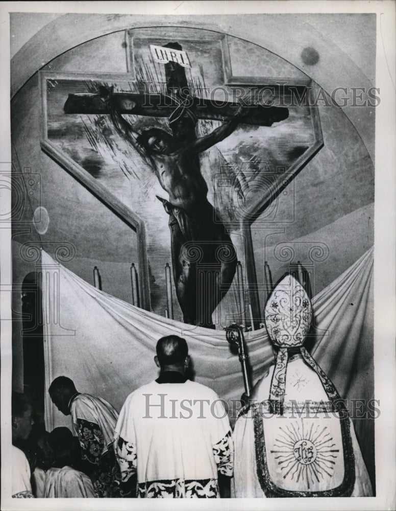 1958 Media Photo Castagno Di Andrea Italy mural of Crucifixion by P Annigoni-Historic Images