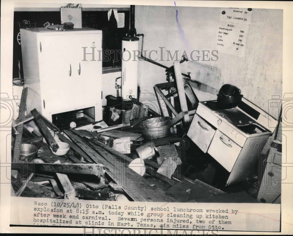 1948 Press Photo Otto school lunchroom destroyed by explosion - Historic Images