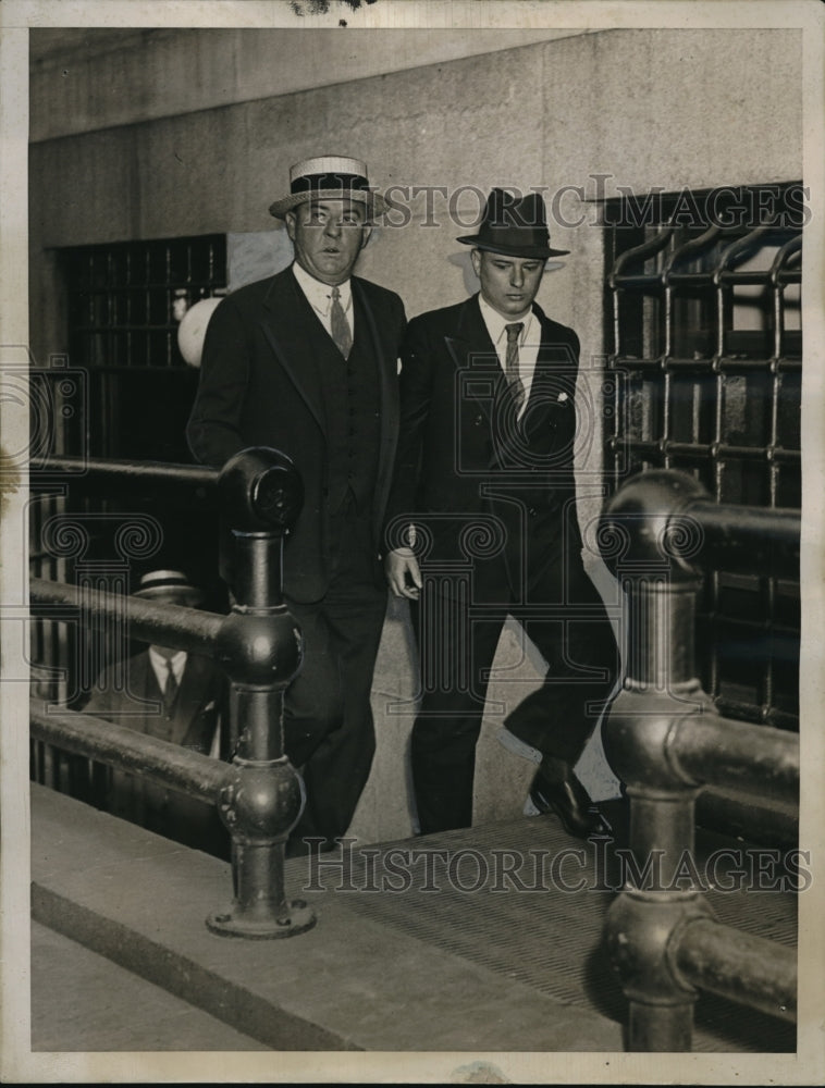 1934 Press Photo Benjamin Franklin Varn with Federal Agent for Kidnap Threat-Historic Images