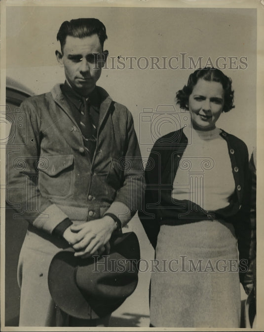 1936 Press Photo Denver Colo Ann Gould & new husband Herman Elsbury cowboy-Historic Images
