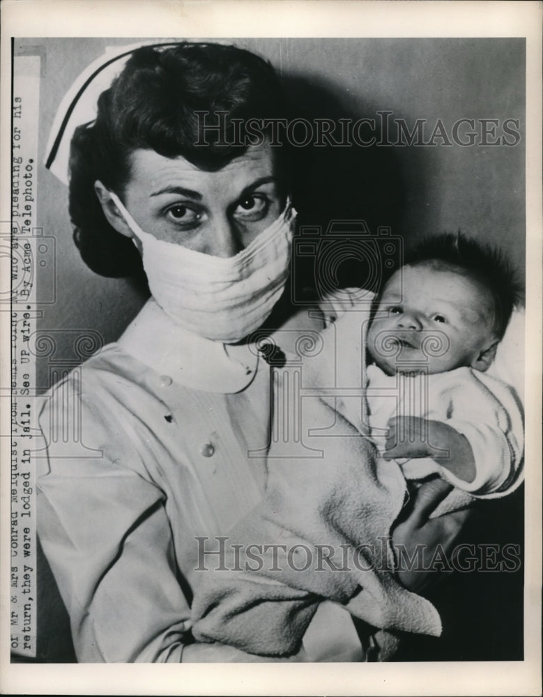1949 Media Photo Nurse Beveringe with abandoned baby-Historic Images