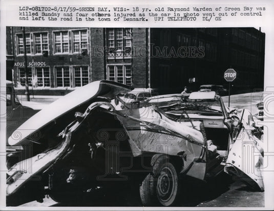 1959 Press Photo Green Bay Wisconsin Raymond Warden  Denmark Killed Car Accident - Historic Images