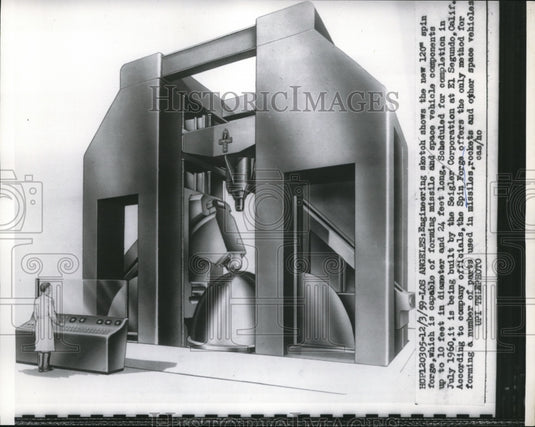 1959 Media Photo Sketch of 120" Spin Forge to Be Built by Seigler Corporation-Historic Images