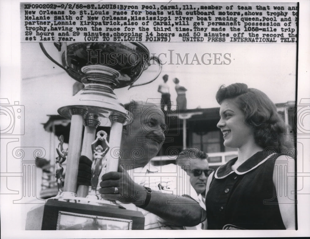 1958 Media Photo St Louis Byron Carmi member of team that won race New Orleans - Historic Images