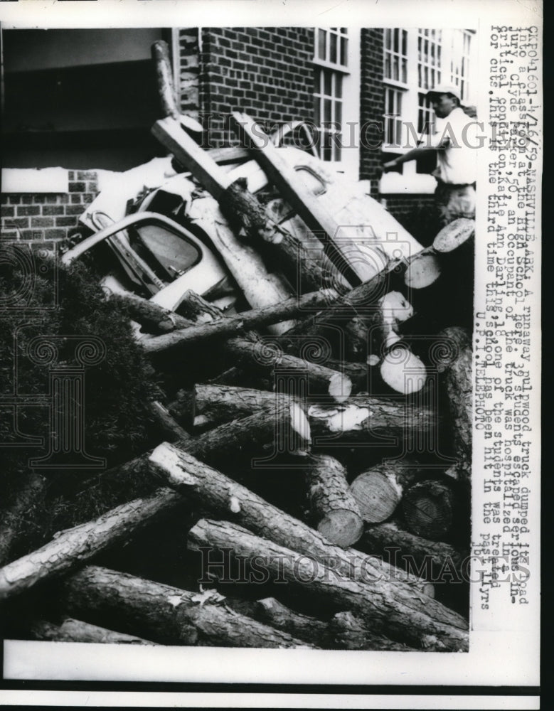 1959 Media Photo Nashville Ar runaway pulpwood truck dumped its load into a-Historic Images