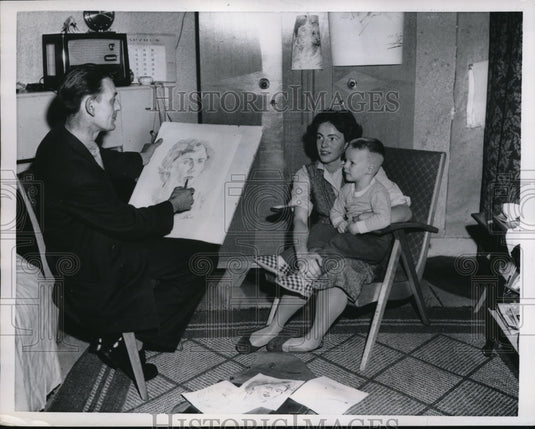 1958 Media Photo Amsterdam in thanks artist Huib Van Lith sketches Mrs W Annija-Historic Images