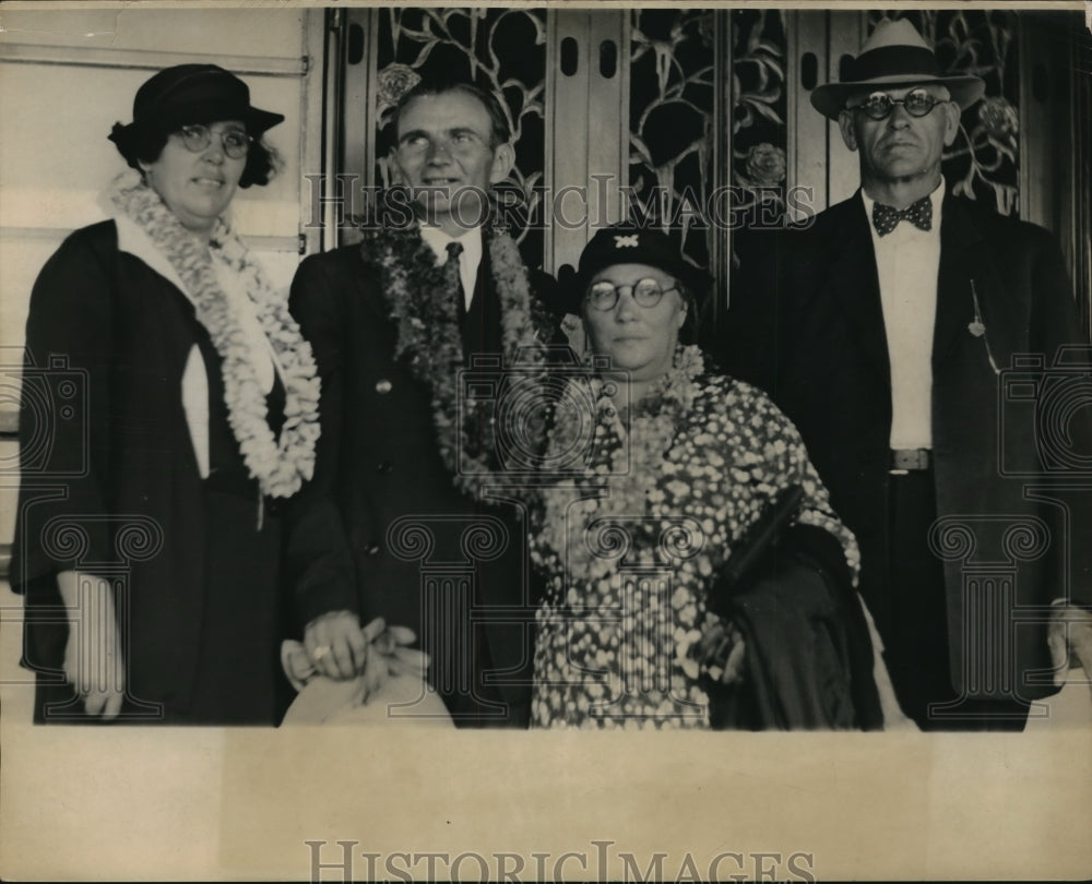 1934 Press Photo Jim Phillips maybe Marion Deluz, Mrs Mary Averio,ES Barboza - Historic Images