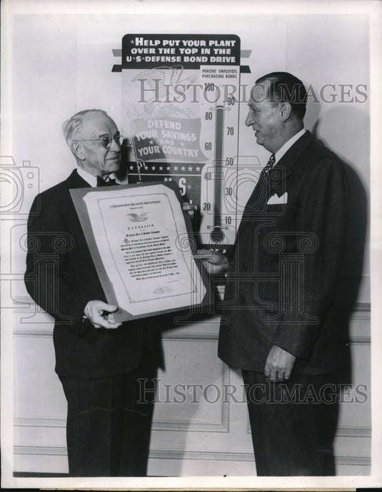 1952 Press Photo Firestone Rubber Co Lee Jackson pres & Vernon Clark - Historic Images