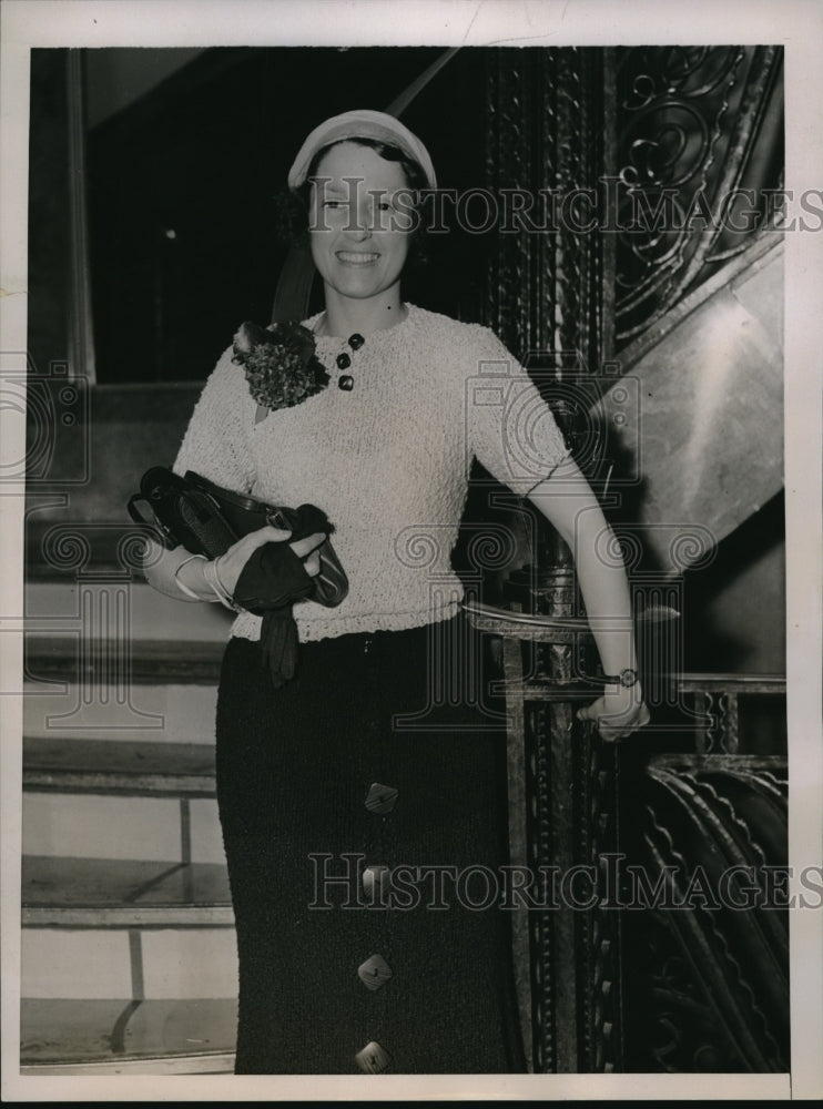 1936 Media Photo Miss Bertha Tilder on a boat  - Historic Images