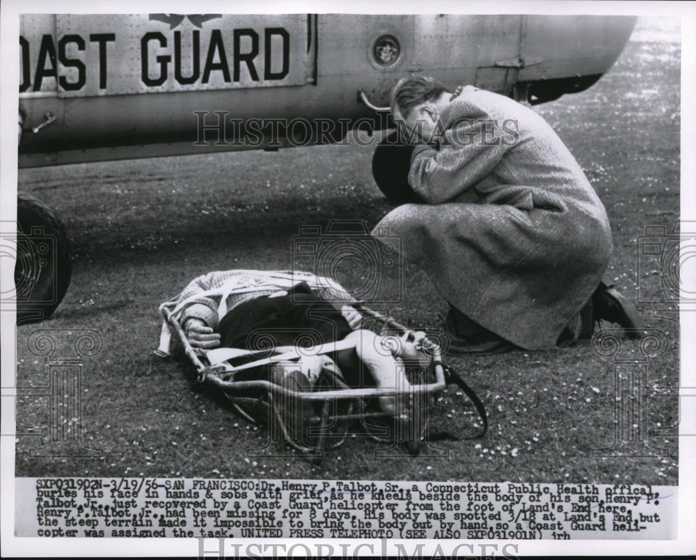 1956 Press Photo San Francisco Henry Talbot Sr &amp; drowned son Henry-Historic Images