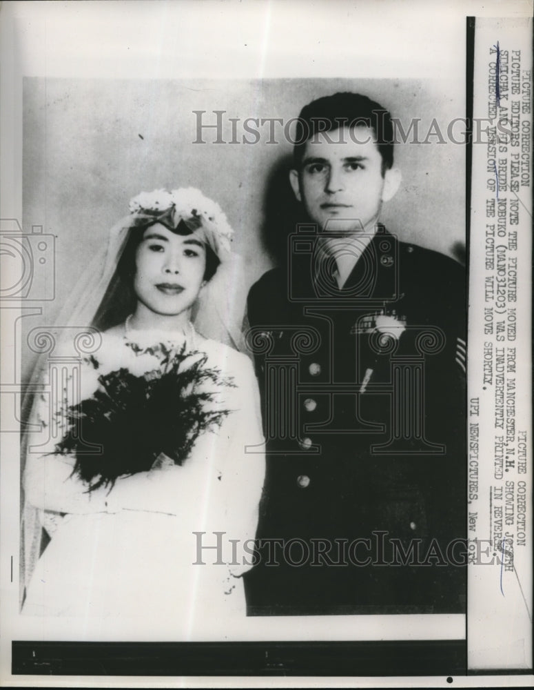 1963 Press Photo Joesph Simichak And Bride Nobuko - Historic Images