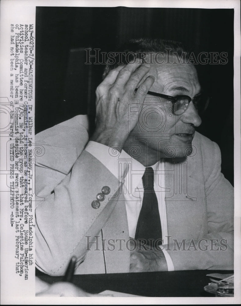 1954 Press Photo Dr. Wilbur Lee Mahaney Jr. Pa. High School Teacher &amp; Communist - Historic Images