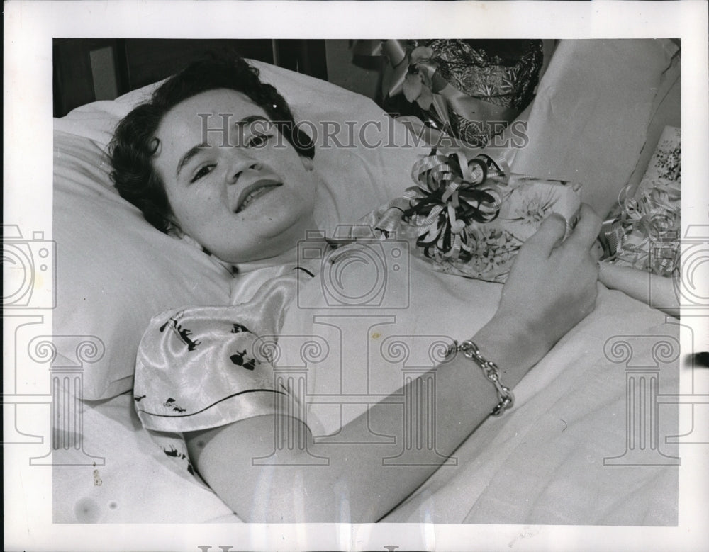 1956 Sheila Price in Hospital Bed For Hip Operation - Historic Images