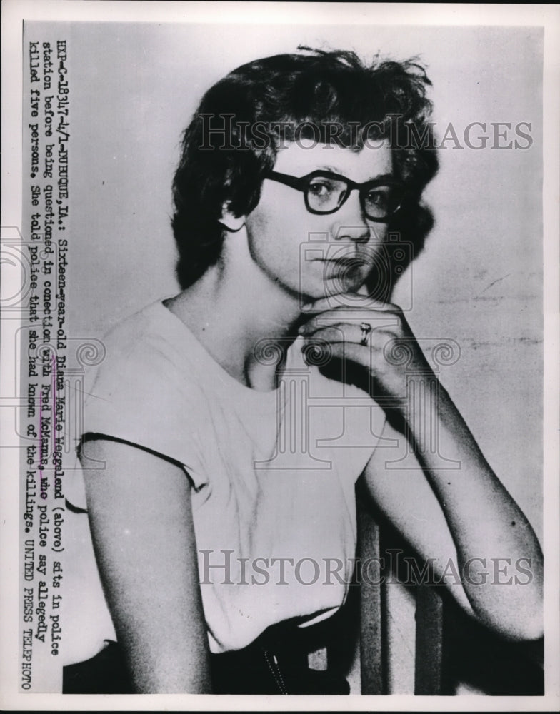 1953 Press Photo Diana Marie Weggelend Sits In Police Station After Arrest - Historic Images