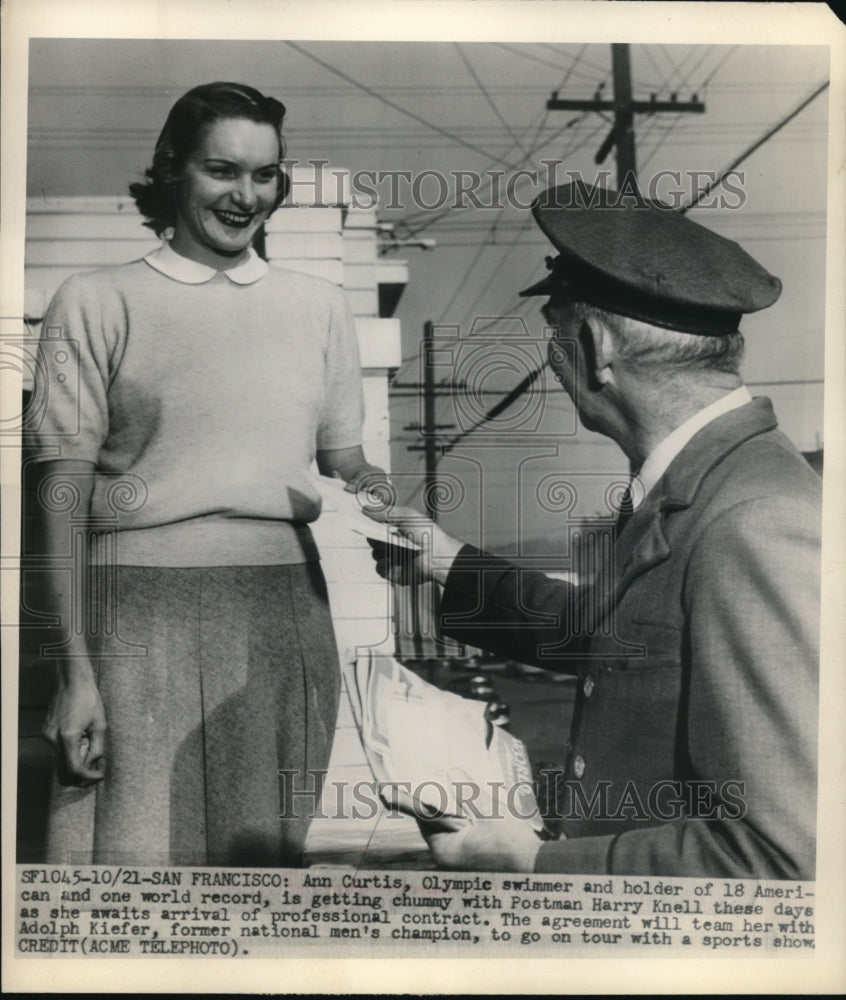 1948 San Francisco Ann Curtis Olympian Harry Knell Adolph Kiefer - Historic Images