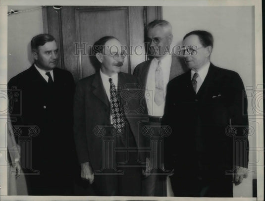 1936 Press Photo F. Steward, R.L. Collins, R.L. Edgar & J.C. Corbett at testiony - Historic Images