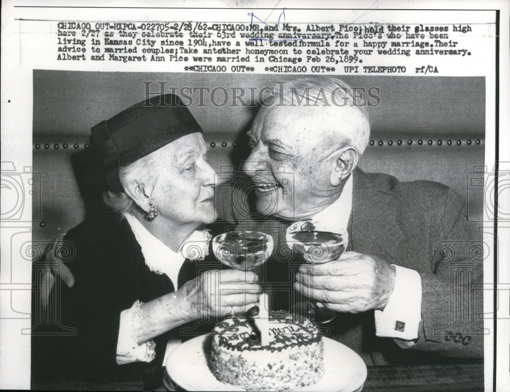 1962 Press Photo Mr. and Mrs. Albert Pico celebrate 63rd wedding anniversary - Historic Images