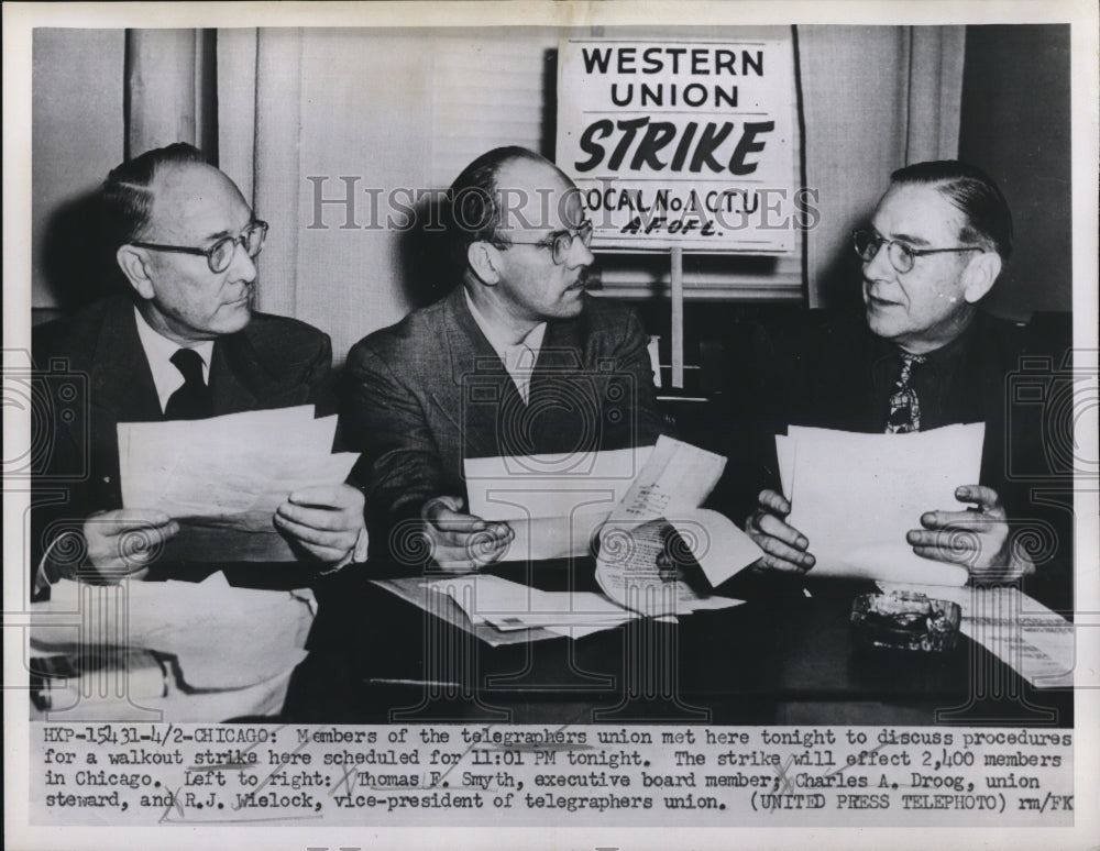 1952 Press Photo Western Union Strike - Historic Images