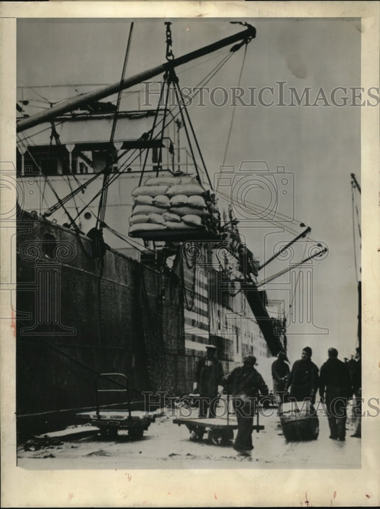 1941 "Cold Harbor" the Red Cross Ship taking supplies at Baltimore - Historic Images