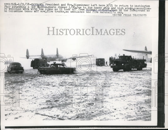 1958 President and Mrs Eisenhower left to return to washington - Historic Images