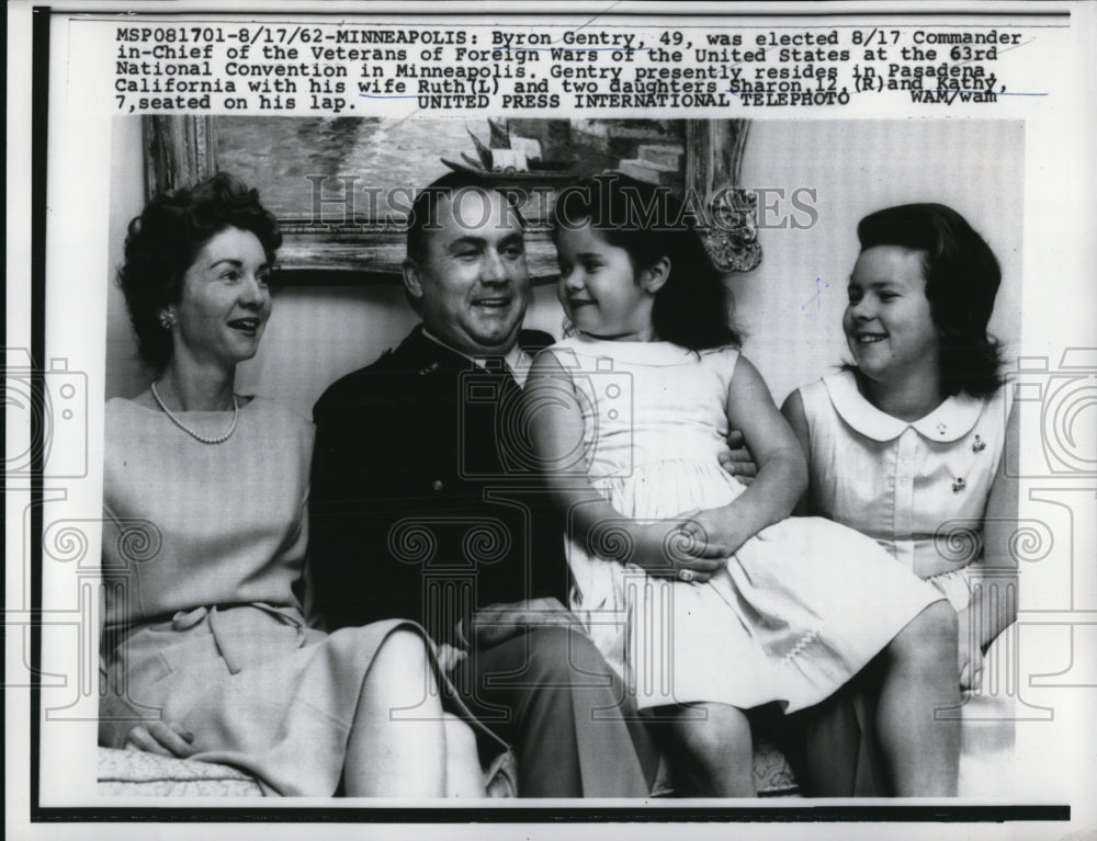 1962 Press Photo Minneapolis Byron Gentry was elected Commander in Chief of the - Historic Images