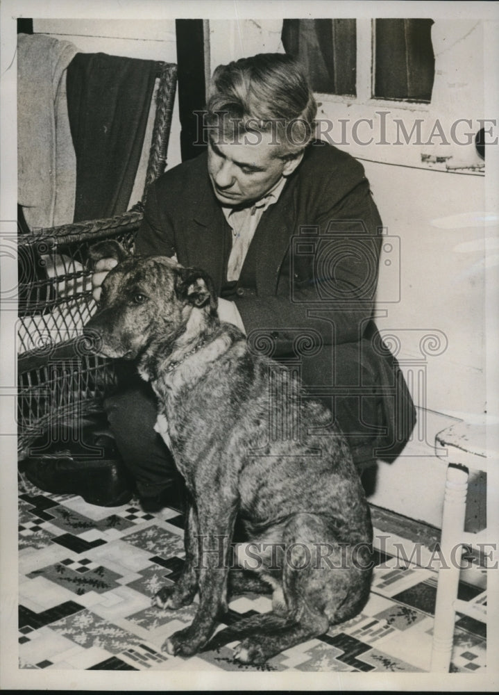 1938 Press Photo George Dodds examining gunshot wounds that crippled Rex pet and-Historic Images